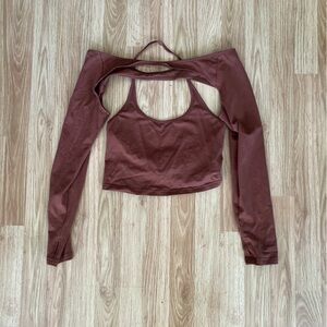 two piece brown top
